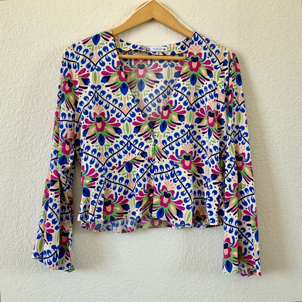ZARA, Silky, Floral Top, Sz M